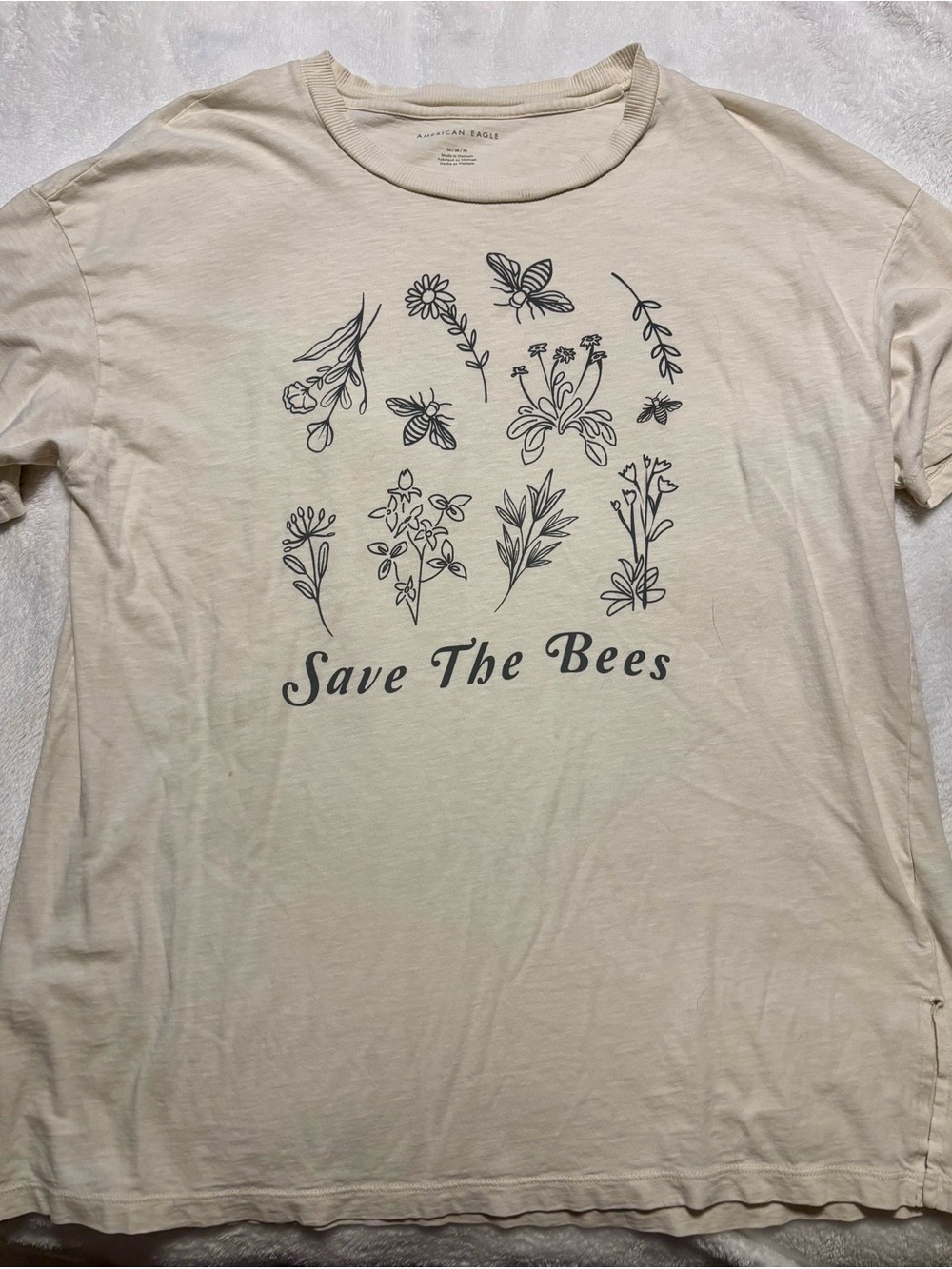 American Eagle Outfitters Cream "Save The Bees" Graphic Tee